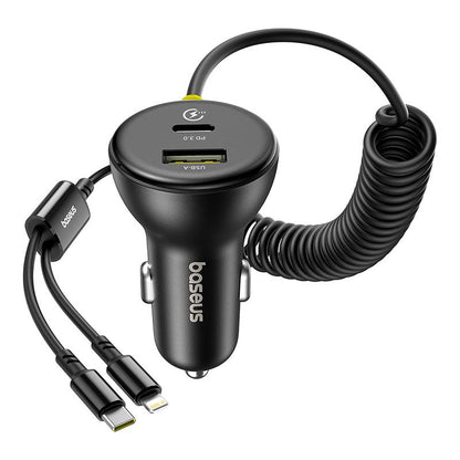 Ładowarka samochodowa z kablem USB-C / Lightning Baseus Circular, 60W, 3A, 1 x USB-A - 1 x USB-C, Czarna C00035902121-00