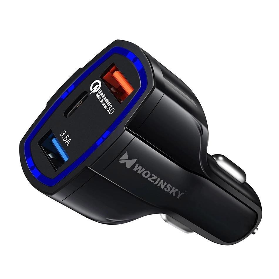 Ładowarka samochodowa WZK WCC-01, 36W, 3.5A, 1 x USB-C - 2 x USB-A, czarna