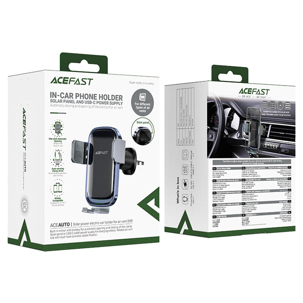 Incarcator Auto Wireless Acefast D39 with Solar Panel, 15W, 1.67A, Negru