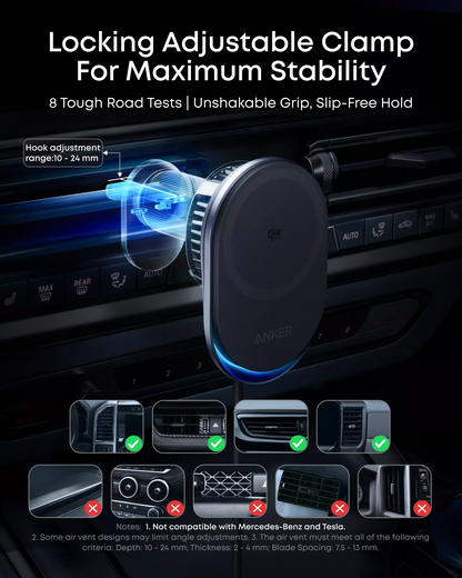Anker Prime MagGo AirCool Wireless Car Charger, 25W, Black B2933H11
