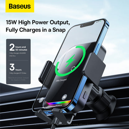 Ładowarka samochodowa bezprzewodowa Baseus Halo, 15W, 1.67A, Czarna SUDD000001