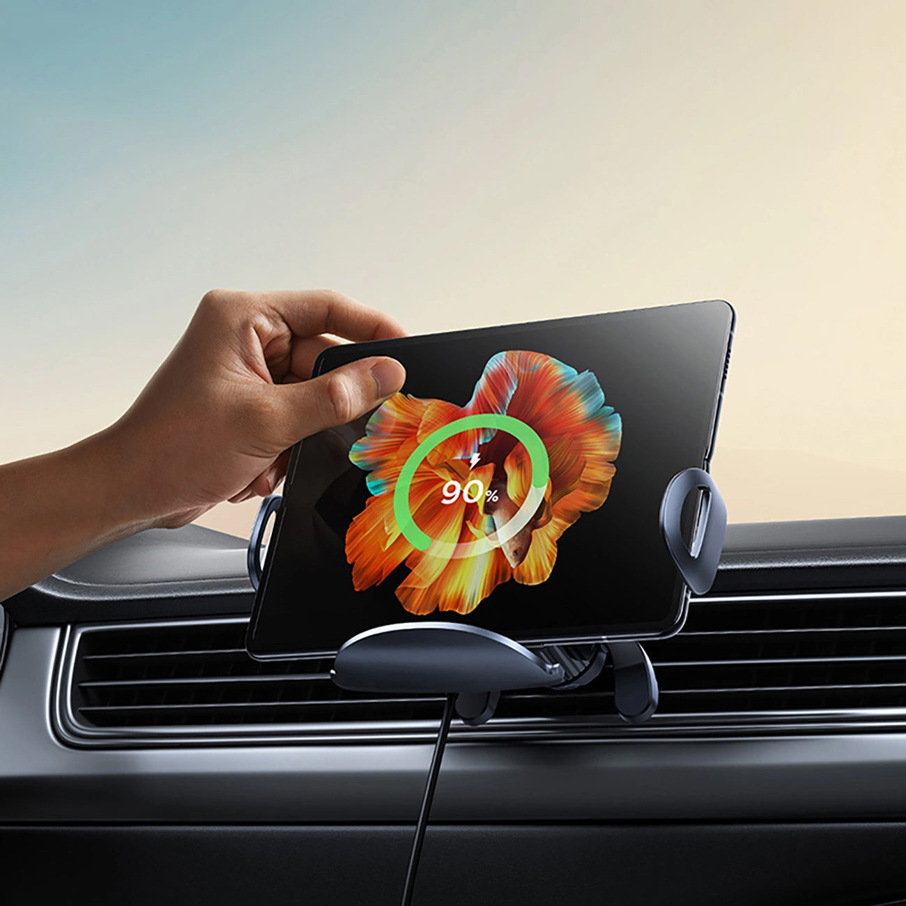 Ładowarka samochodowa bezprzewodowa Baseus LightChaser, 15W, 1.67A, Czarna, Powystawowa C40355901111-00