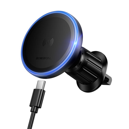 Ładowarka samochodowa bezprzewodowa Borofone BH224 Flash, 15W, 1.67A, Czarna