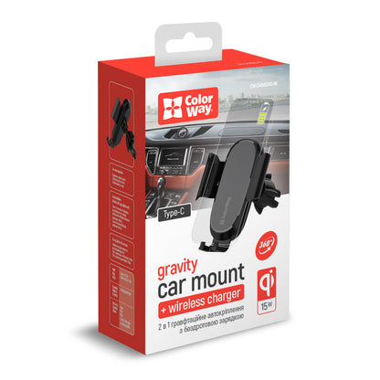 Ładowarka samochodowa bezprzewodowa ColorWay CW-CHAW038Q, 15W, 1.67A, Czarna