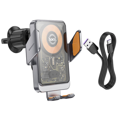 Ładowarka samochodowa bezprzewodowa HOCO HW7, 15W, 1.67A, Czarna