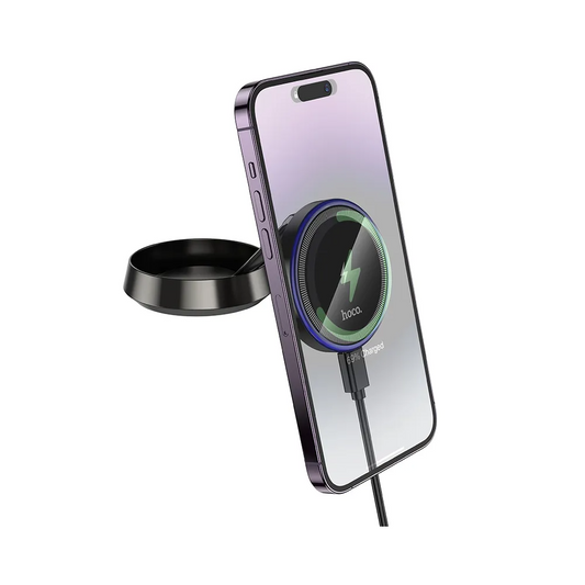 Ładowarka samochodowa bezprzewodowa HOCO HW33, 15W, 1.67A, Szara