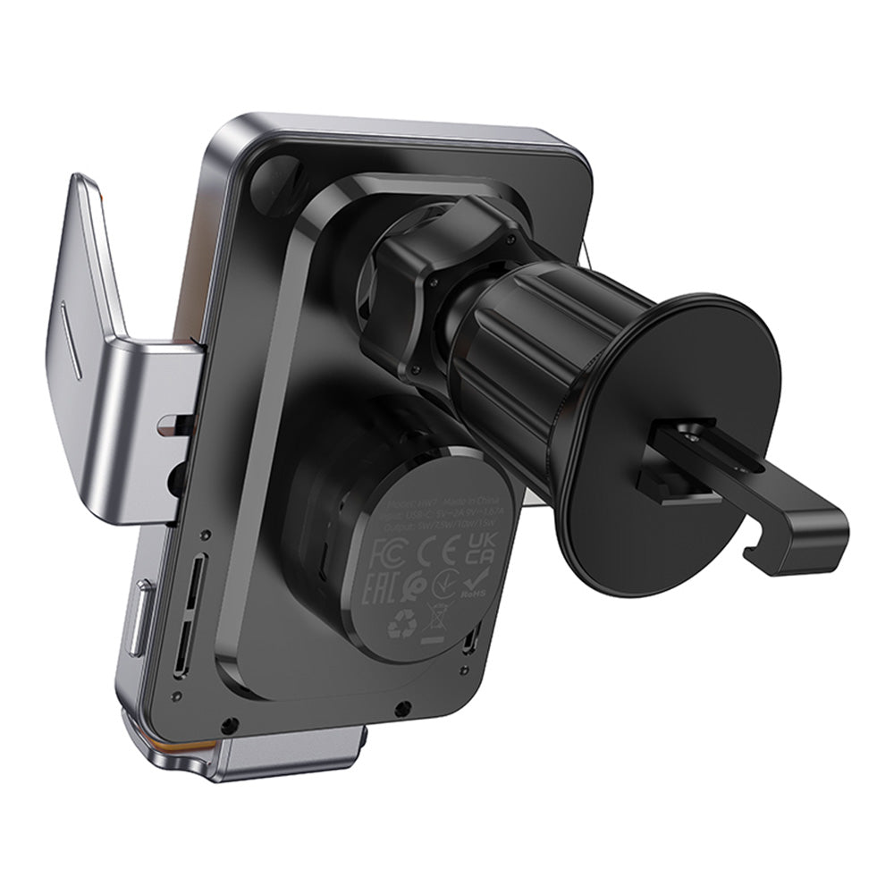 Ładowarka samochodowa bezprzewodowa HOCO HW7, 15W, 1.67A, Czarna