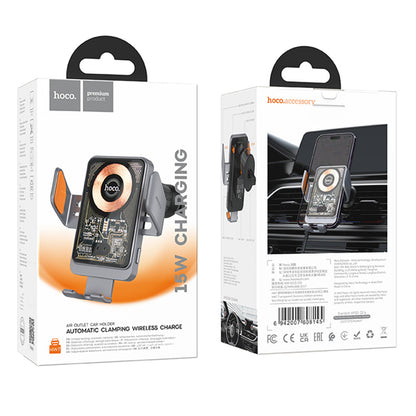 Ładowarka samochodowa bezprzewodowa HOCO HW7, 15W, 1.67A, Czarna