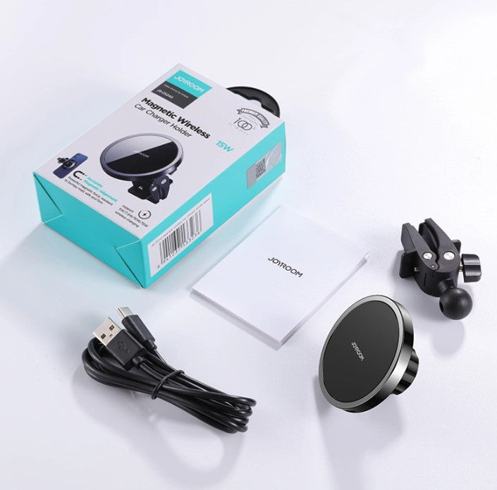 Ładowarka samochodowa bezprzewodowa Joyroom JR-ZS240 Air Vent, 15W, 1.67A, Czarna