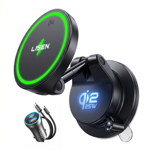 Ładowarka samochodowa bezprzewodowa Lisen W608 Pro, 25W, czarna YL0225090001