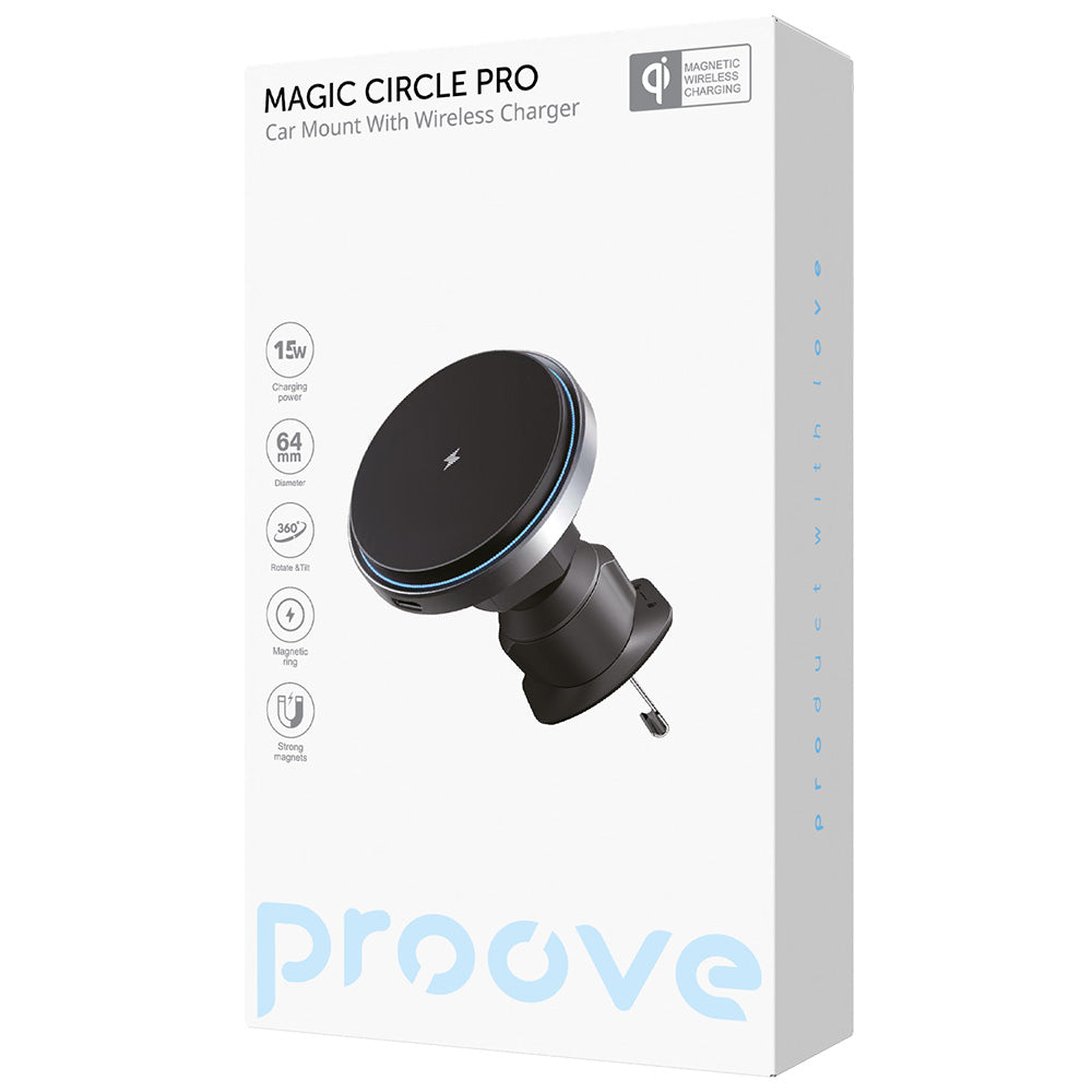 Ładowarka samochodowa bezprzewodowa Proove Magic Circle Pro, 15W, 1.67A, Czarna WHMP15010001