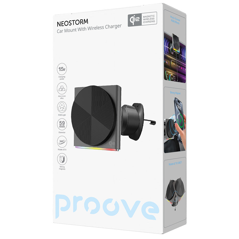 Ładowarka samochodowa bezprzewodowa Proove Neostorm, 15W, 1.67A, Szara WHNS15002003