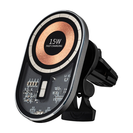 Ładowarka samochodowa bezprzewodowa Qualo QTUS-K-15-07, 15W, 1.67A, Szara
