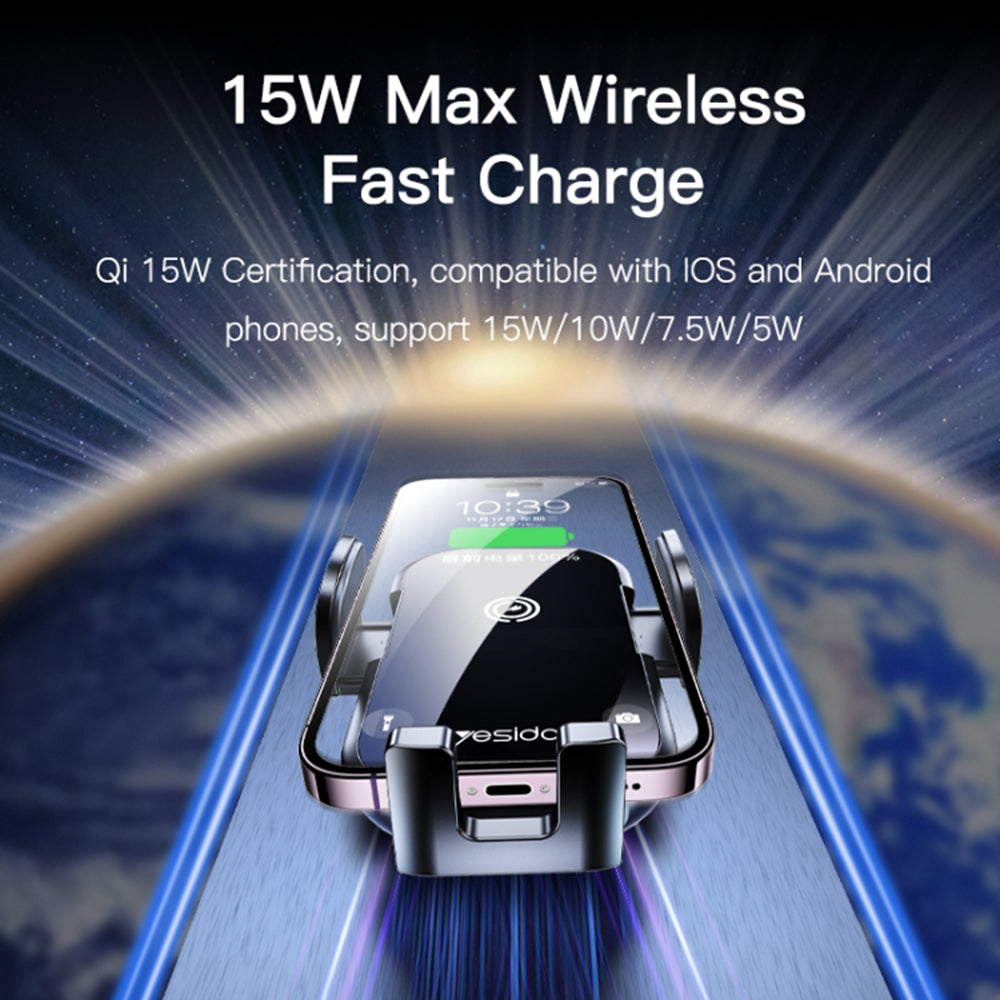 Ładowarka samochodowa bezprzewodowa Yesido C197, 15W, 1.67A, Czarna