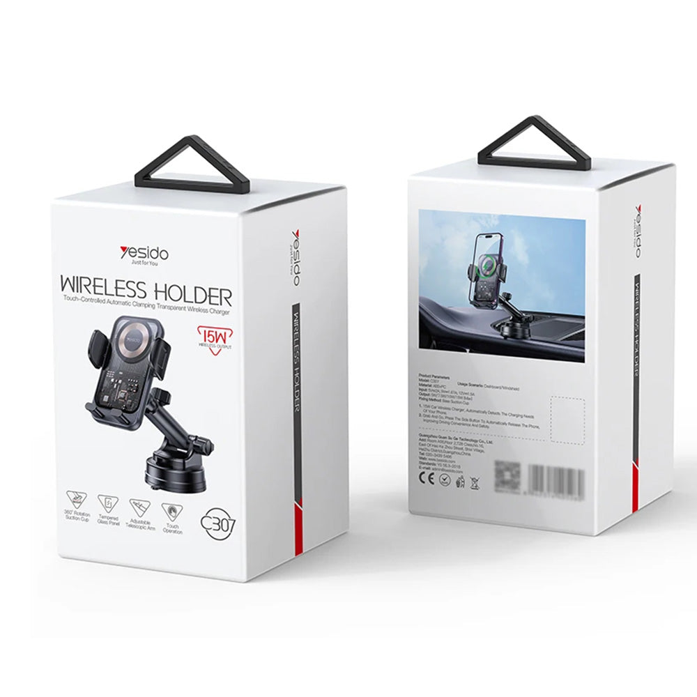 Ładowarka samochodowa bezprzewodowa Yesido C307, 15W, 1.67A, Czarna