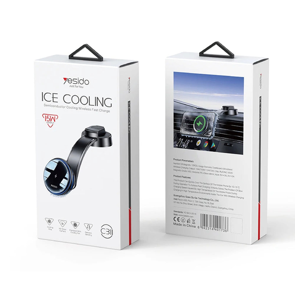 Ładowarka samochodowa bezprzewodowa Yesido C311, 15W, 1.67A, Czarna