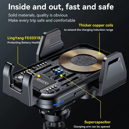 Ładowarka samochodowa bezprzewodowa Yesido C312, 15W, 1.67A, Czarna