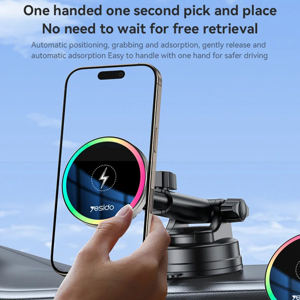 Ładowarka samochodowa bezprzewodowa Yesido C315, 15W, 1.67A, Czarna