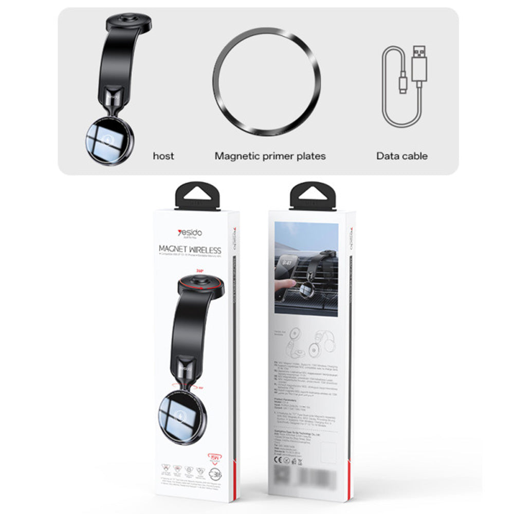 Ładowarka samochodowa bezprzewodowa Yesido C316, 15W, 1.67A, Czarna