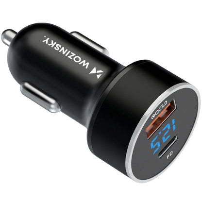 Ładowarka samochodowa WZK WDCCAC, 36W, 3A, 1 x USB-A - 1 x USB-C, czarna 