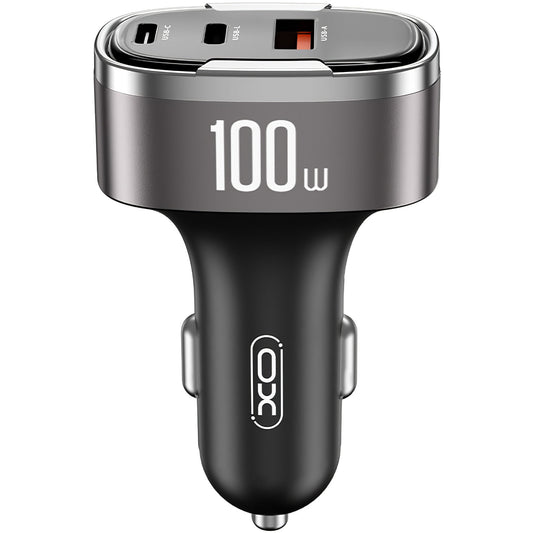 Ładowarka samochodowa XO Design CC61, 100W, 3A, 1 x Lightning - 1 x USB-A - 1 x USB-C, Szara