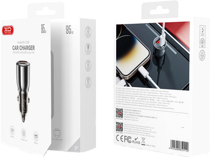 Ładowarka samochodowa XO Design CC58, 95W, 3.25A, 1 x USB-A - 1 x USB-C, Czarny