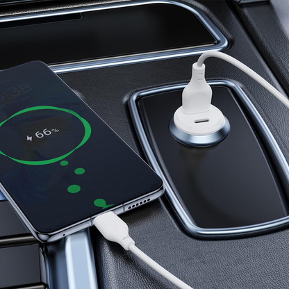 Ładowarka samochodowa XO Design CC69, 30W, 3A, 1 x USB-A - 1 x USB-C, Biała