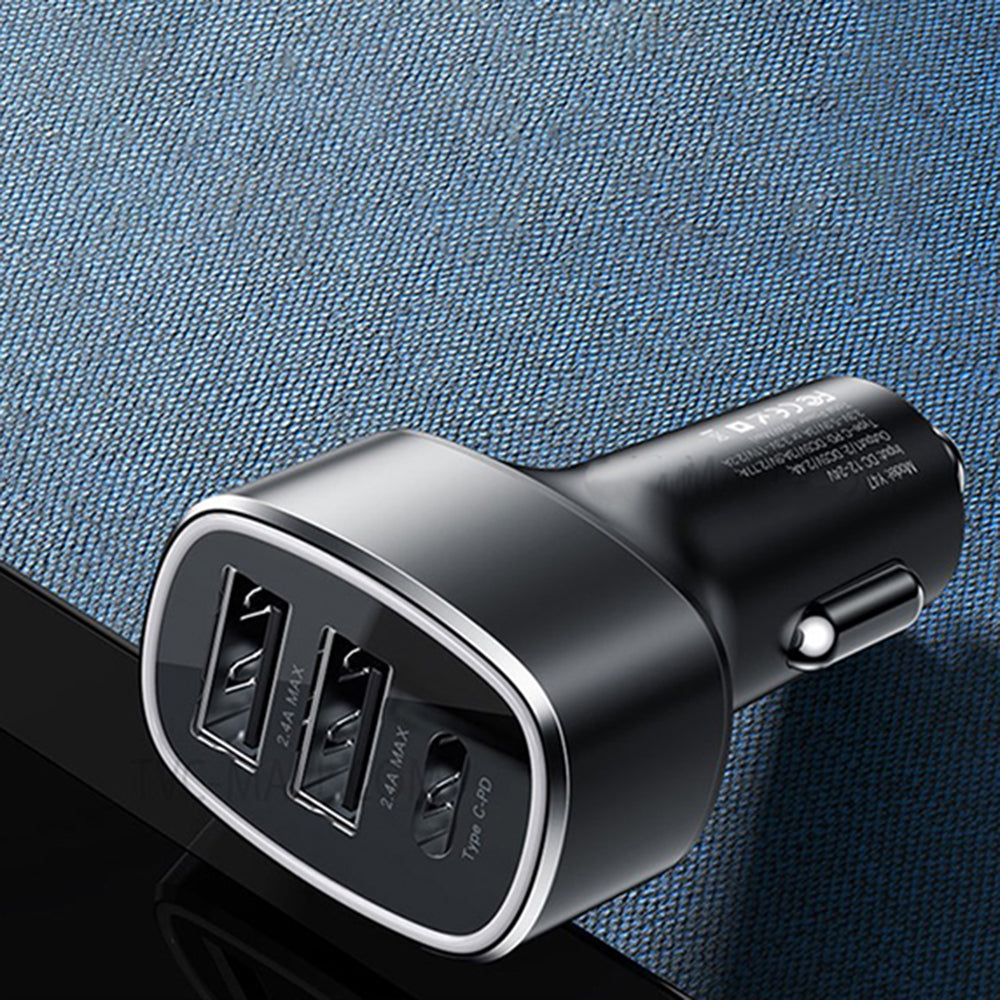Ładowarka samochodowa Yesido Y47, 49W, 3A, 2 x USB-A - 1 x USB-C, Czarna