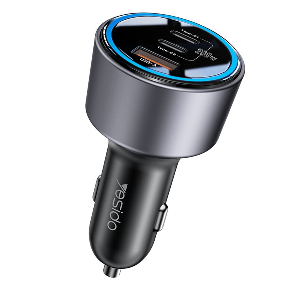 Ładowarka samochodowa Yesido Y59, 200W, 5A, 1 x USB-A - 2 x USB-C, Czarny