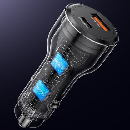Ładowarka samochodowa Yesido Y65, 100W, 5A, 1 x USB-A - 1 x USB-C, Czarna