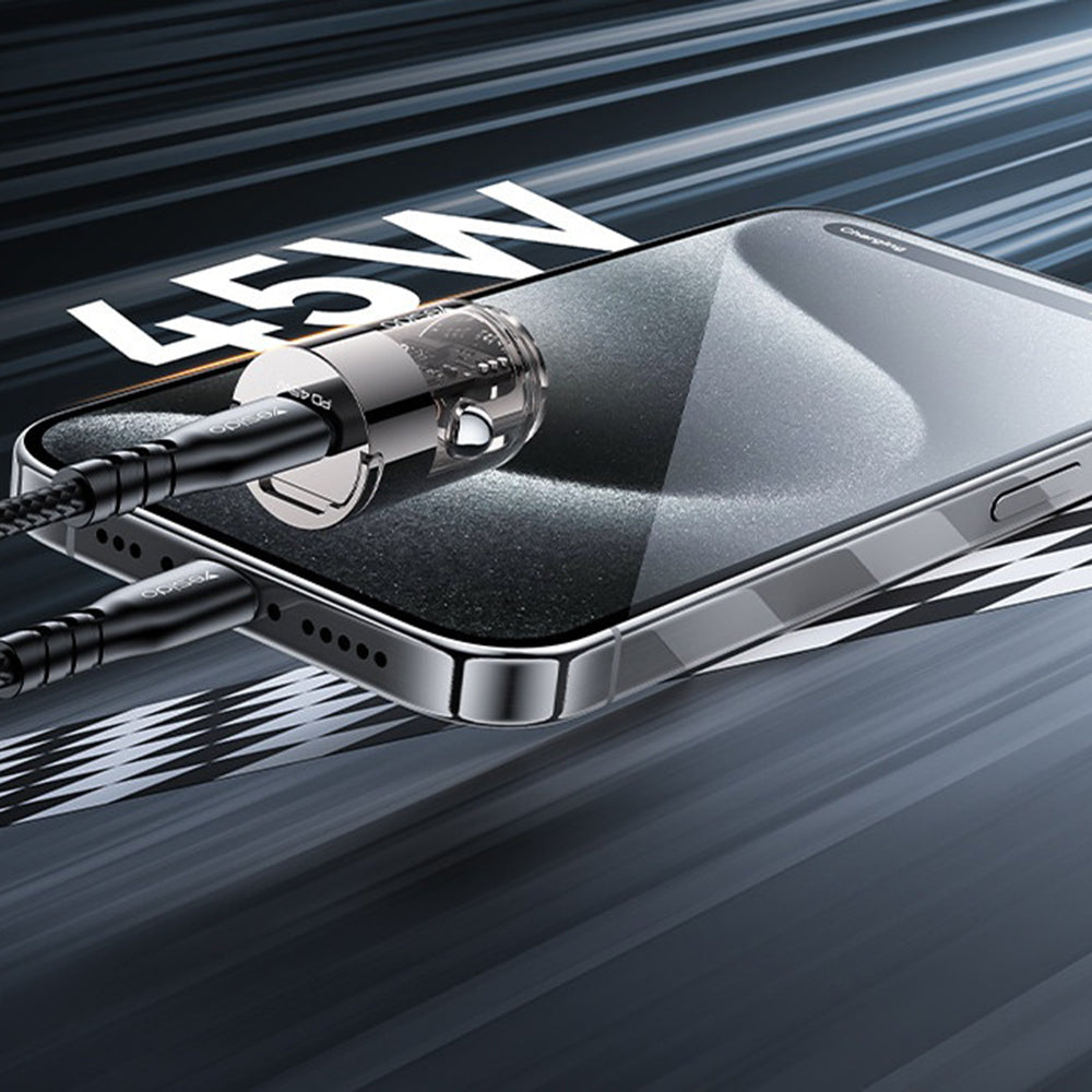 Ładowarka samochodowa Yesido Y67, 45W, 3A, 1 x USB-C, Czarna