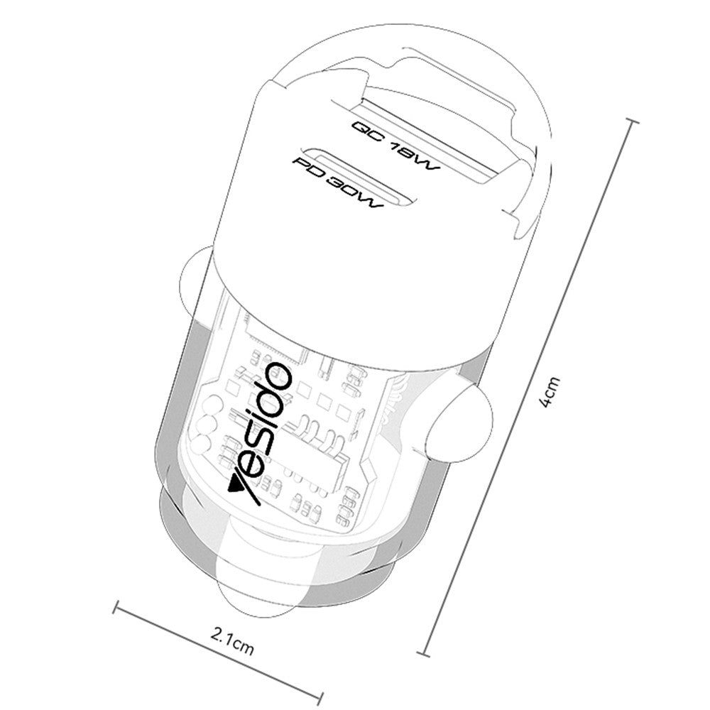 Ładowarka samochodowa Yesido Y68, 30W, 3A, 1 x USB-A - 1 x USB-C, Czarna