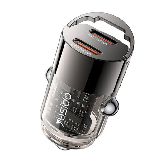 Ładowarka samochodowa Yesido Y69, 30W, 3A, 2 x USB-C, Czarna