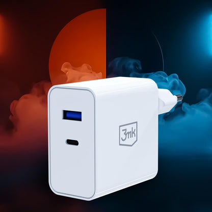 Ładowarka sieciowa 3MK FlowPower, 45W, 1 x USB-A - 1 x USB-C, Biała
