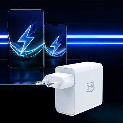 Ładowarka sieciowa 3MK FlowPower, 45W, 1 x USB-A - 1 x USB-C, Biała
