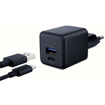 Ładowarka sieciowa 3MK Hyper, 20W, 3A, 1 x USB-A - 1 x USB-C, Czarny