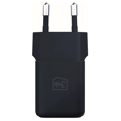 Ładowarka sieciowa 3MK Hyper, 20W, 3A, 1 x USB-A - 1 x USB-C, Czarny