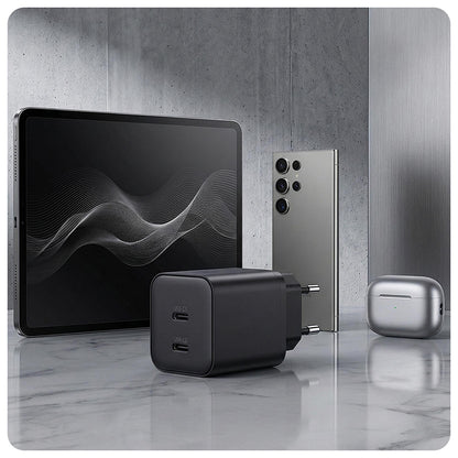 3MK Hyper Wall Charger, 45W, 2 x USB-C, Black