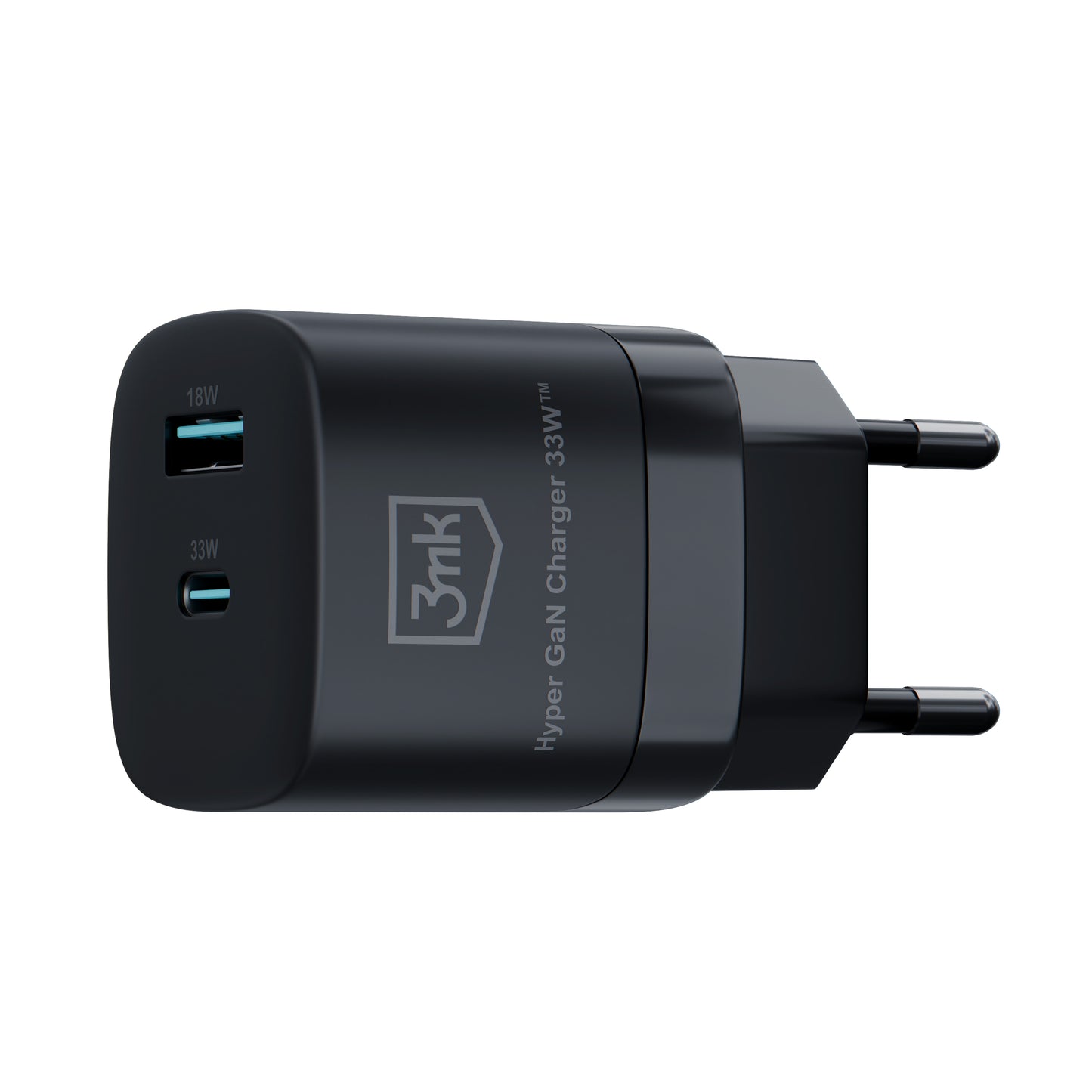 Ładowarka sieciowa 3MK HyperCharger GaN, 33W, 3A, 1 x USB-A - 1 x USB-C, czarna 