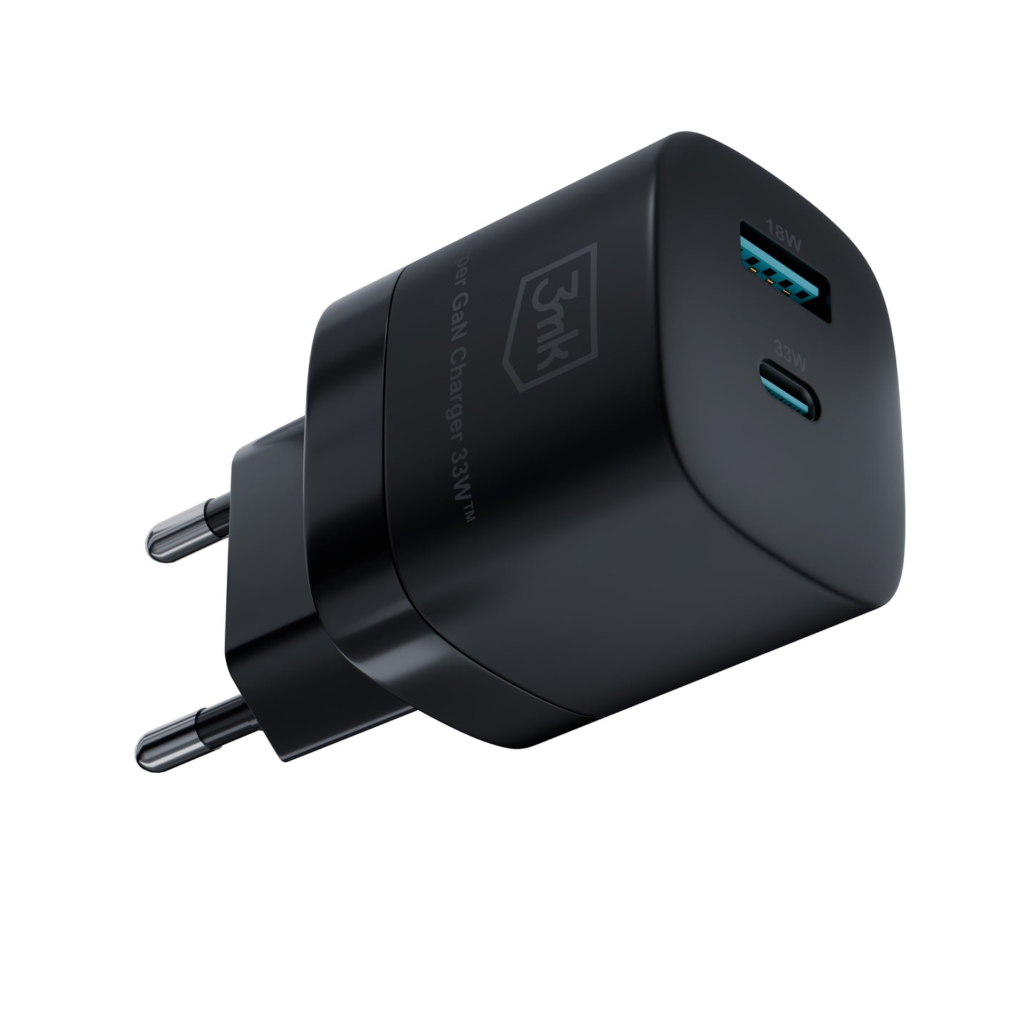 Ładowarka sieciowa 3MK HyperCharger GaN, 33W, 3A, 1 x USB-A - 1 x USB-C, czarna 