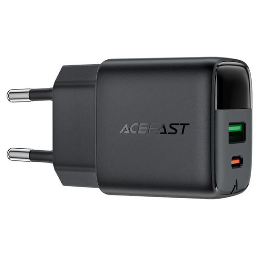 Ładowarka sieciowa Acefast A114 Display, 25W, 3A, 1 x USB-A - 1 x USB-C, Czarny