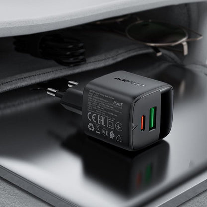 Ładowarka sieciowa Acefast A114 Display, 25W, 3A, 1 x USB-A - 1 x USB-C, Czarny