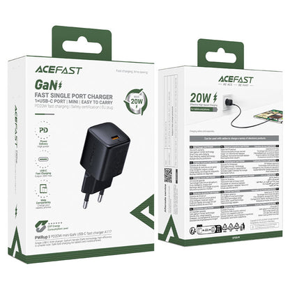 Ładowarka sieciowa Acefast A117, 20W, 3A, 1 x USB-C, Czarny