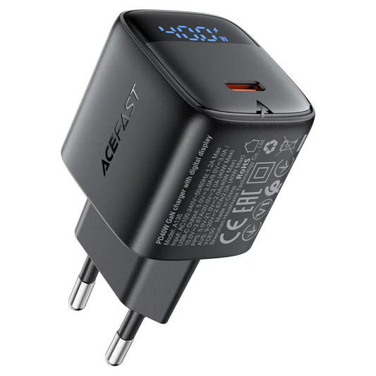 Ładowarka sieciowa Acefast A135 Display, 45W, 3A, 1 x USB-C, Czarna