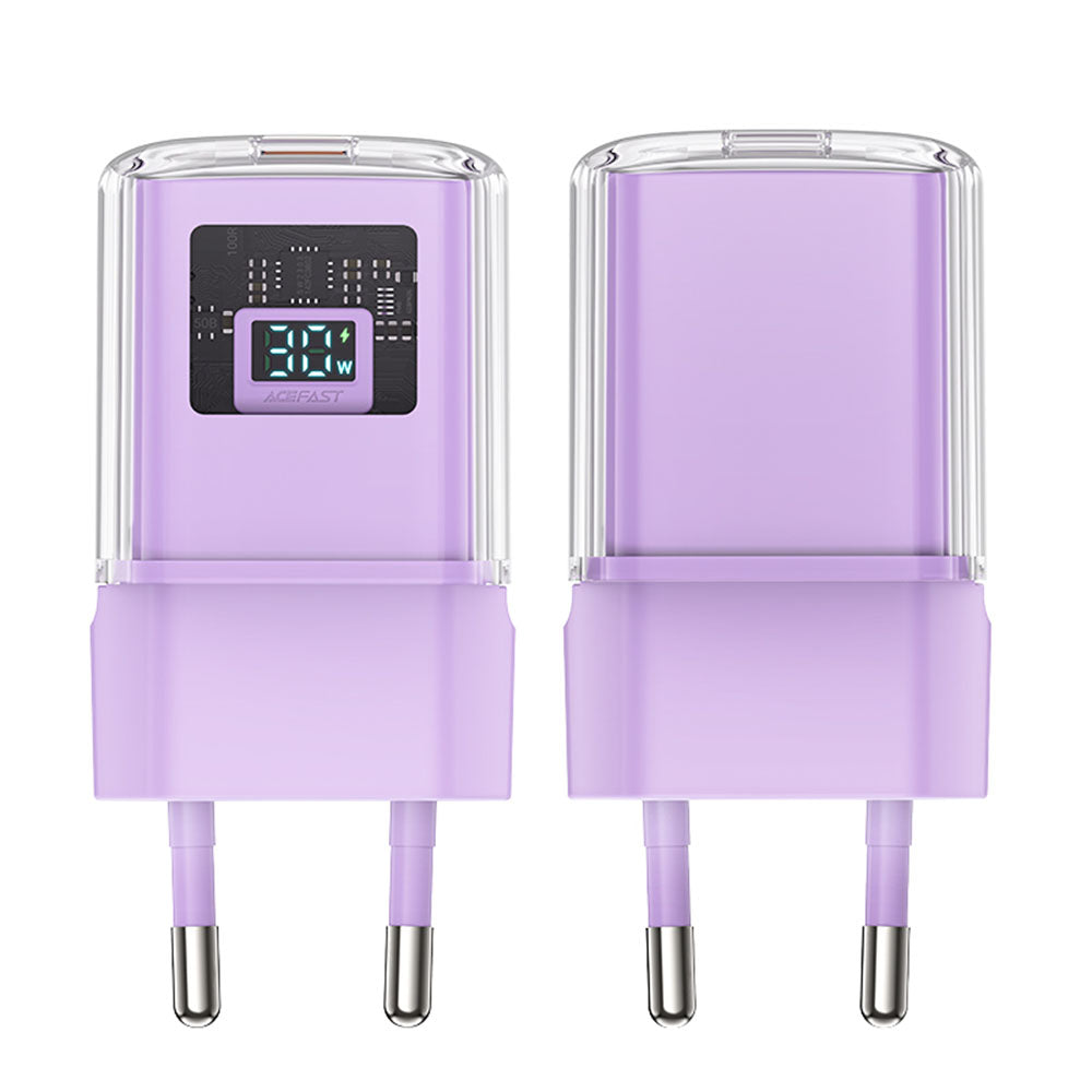 Ładowarka sieciowa Acefast A53 Sparkling Display, 30W, 3A, 1 x USB-C, Fioletowa
