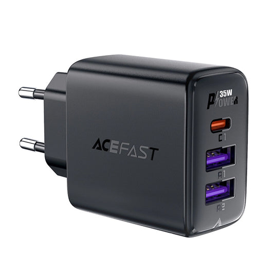 Ładowarka sieciowa Acefast A57, 35W, 3A, 2 x USB-A - 1 x USB-C, Czarna