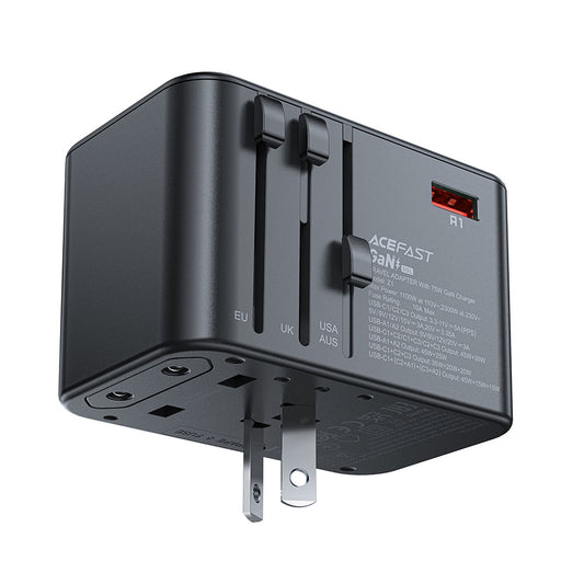 Ładowarka sieciowa Acefast Travel Z1, 75W, 3.35A, 2 x USB-A - 3 x USB-C, Czarny