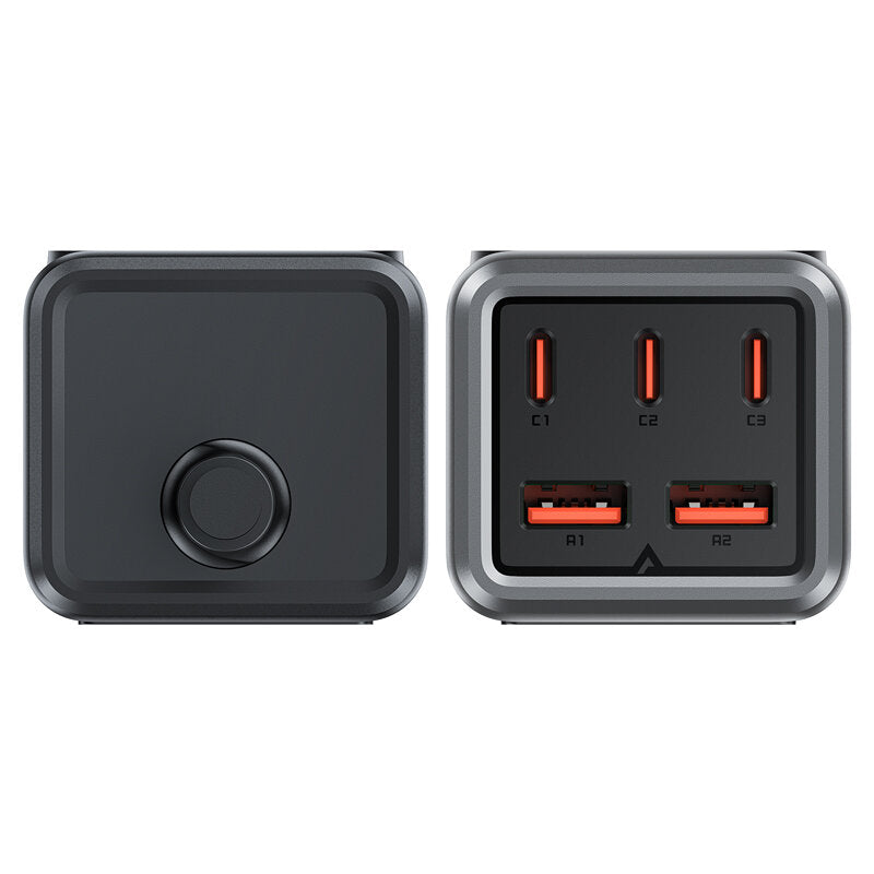 Ładowarka sieciowa Acefast Z2 GaN, 75W, 5A, 2 x USB-A - 3 x USB-C - 1 x Schuko, szara