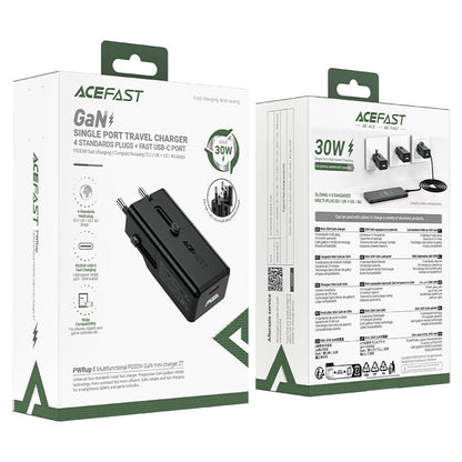 Ładowarka sieciowa Acefast Z7 Travel, 30W, 3A, 1 x USB-C, Czarna