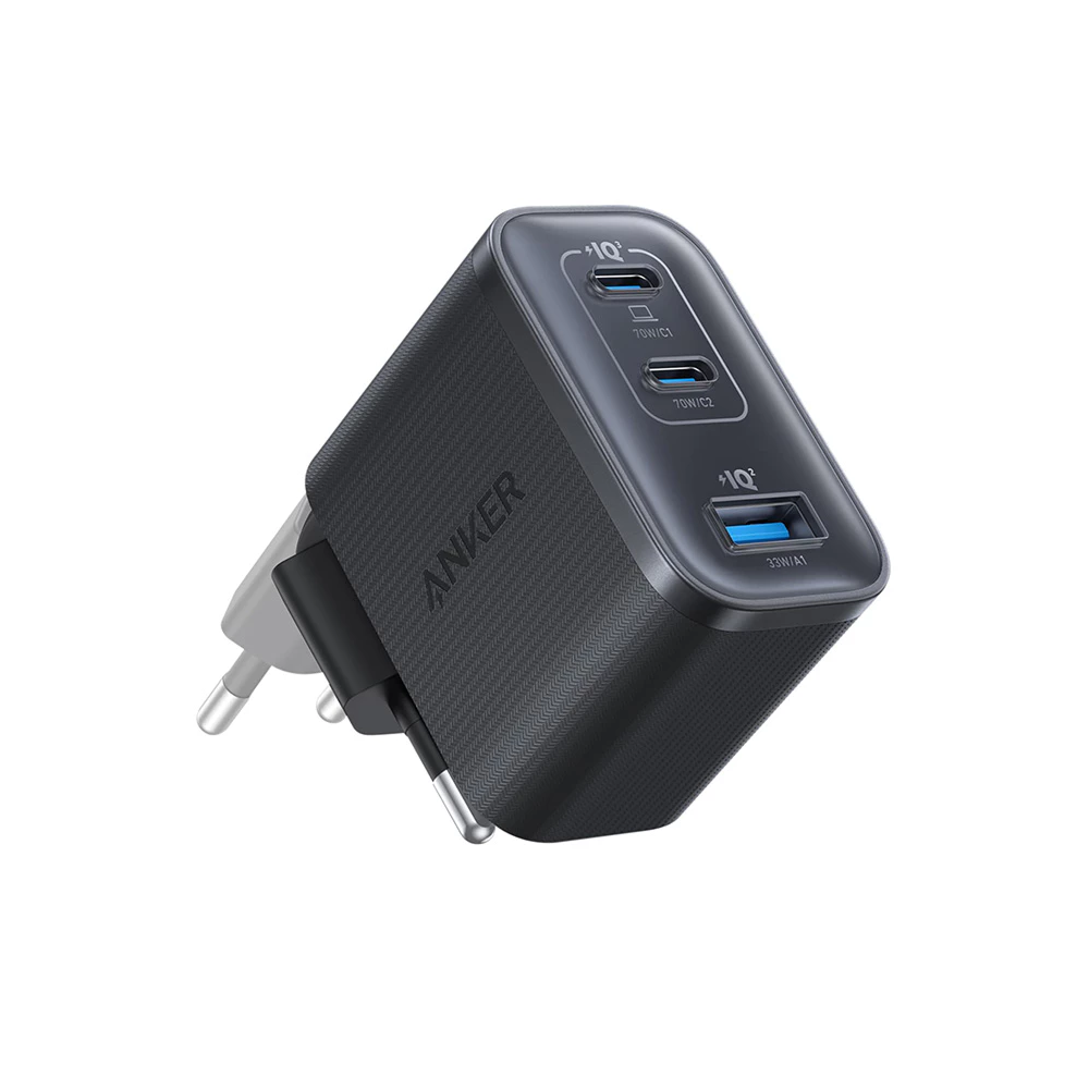 Ładowarka sieciowa Anker Nano, 70W, 3.5A, 1 x USB-A - 2 x USB-C, Czarny A121AL11